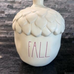 Rae Dunn Ceramic ACORN-“FALL” Written in Rae Dunn LL Letters in Burgundy, CUTE!!